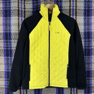 Lauren Active Ralph Lauren Womens XS Quilted Fleece Full Zip Jacket Black Yellow